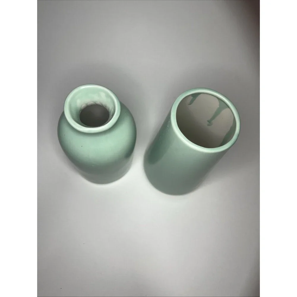 Set of 2- Classic Blue-green  Ceramic Vases, Tall vases for Flowers, Living Room